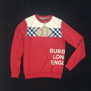 Burberry London Men Ekose Red Sweatshirt XXL